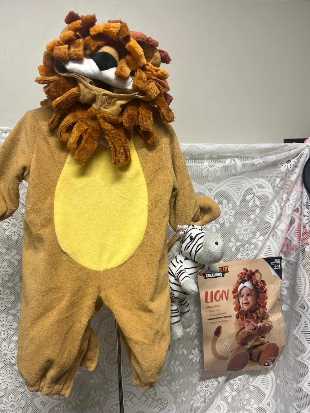 Spooktacular Lion Halloween Costume - with hood and zebra 6-12 mo